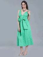 Deep V-Neck Cotton Dress