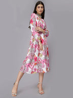 Abstract Floral Pattern Midi Dress