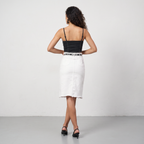 Denim Letter Print Fray Skirt
