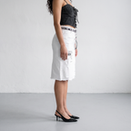 Denim Letter Print Fray Skirt