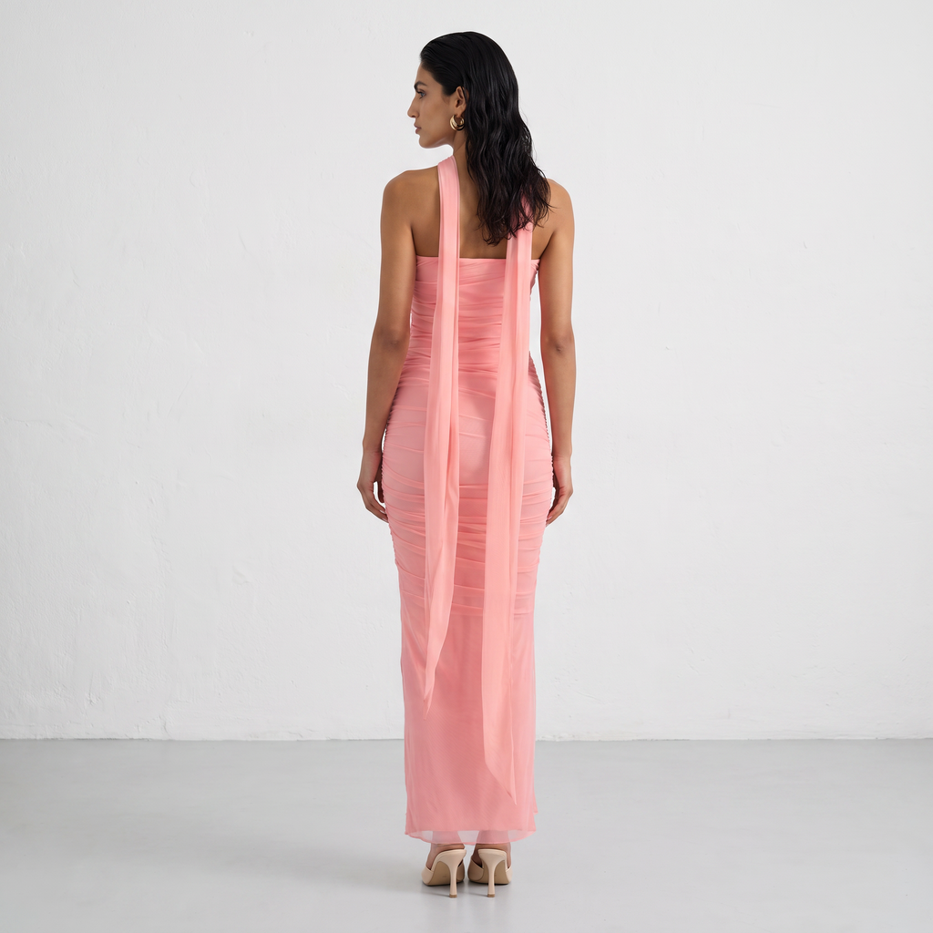 Draped Mesh Corset With Skirt Set