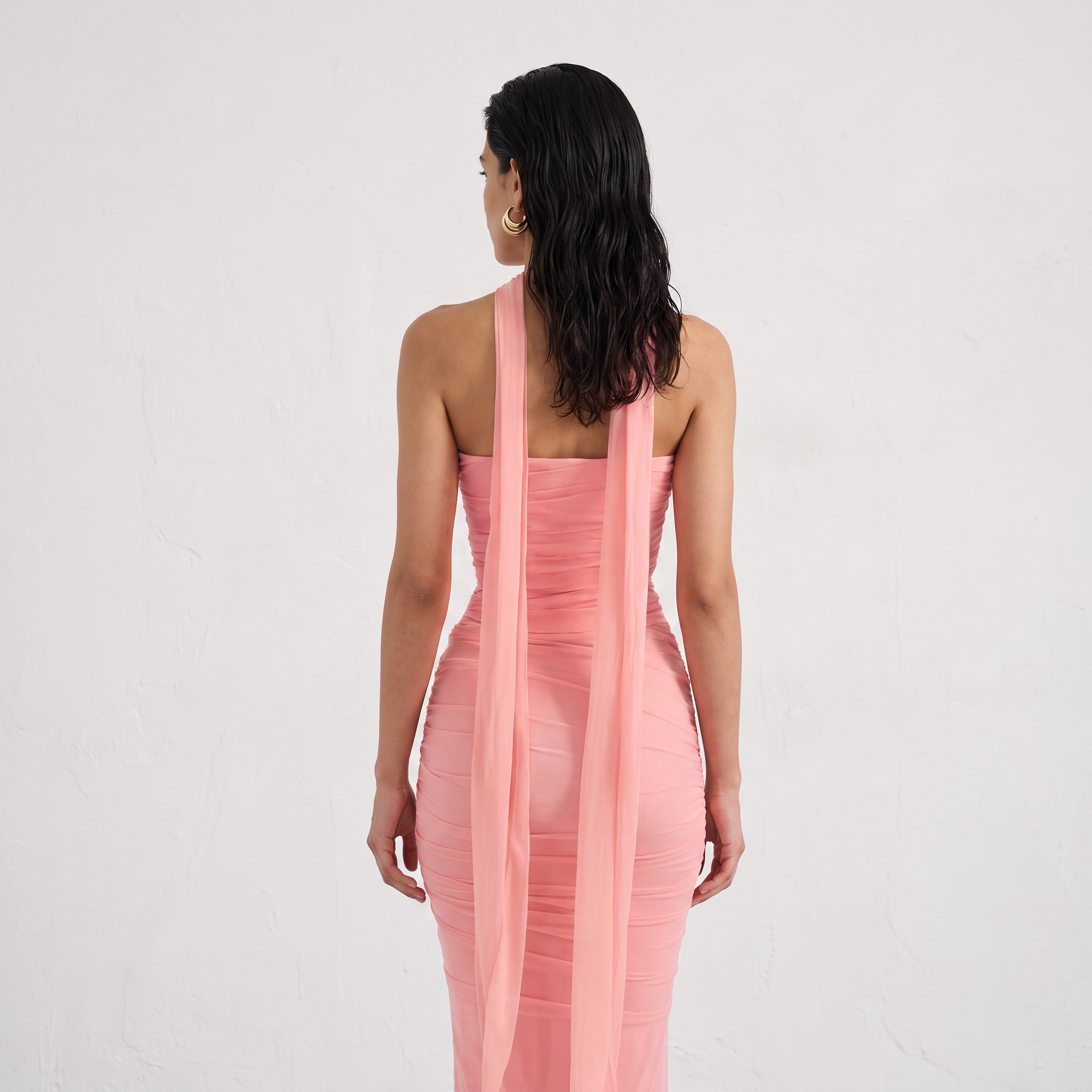 Draped Mesh Corset With Skirt Set