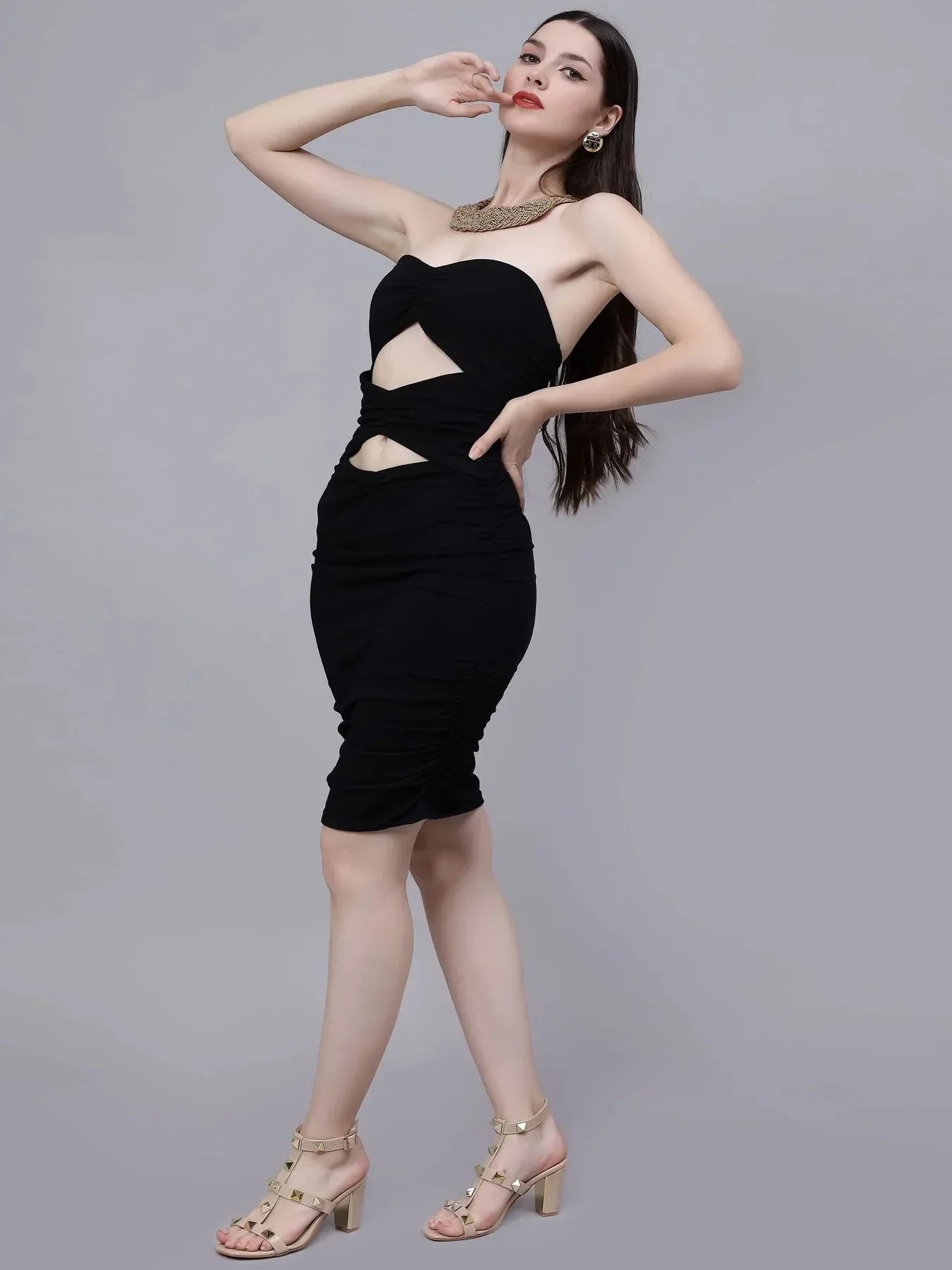 Front Cutout Off Shoulder Dress