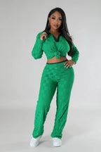 Checkerboard Knitted Two Piece Set