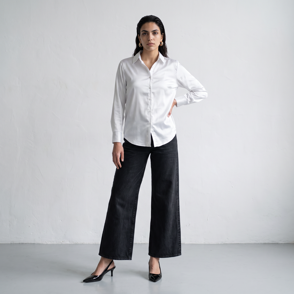 Elegant Ribbon Satin Shirt