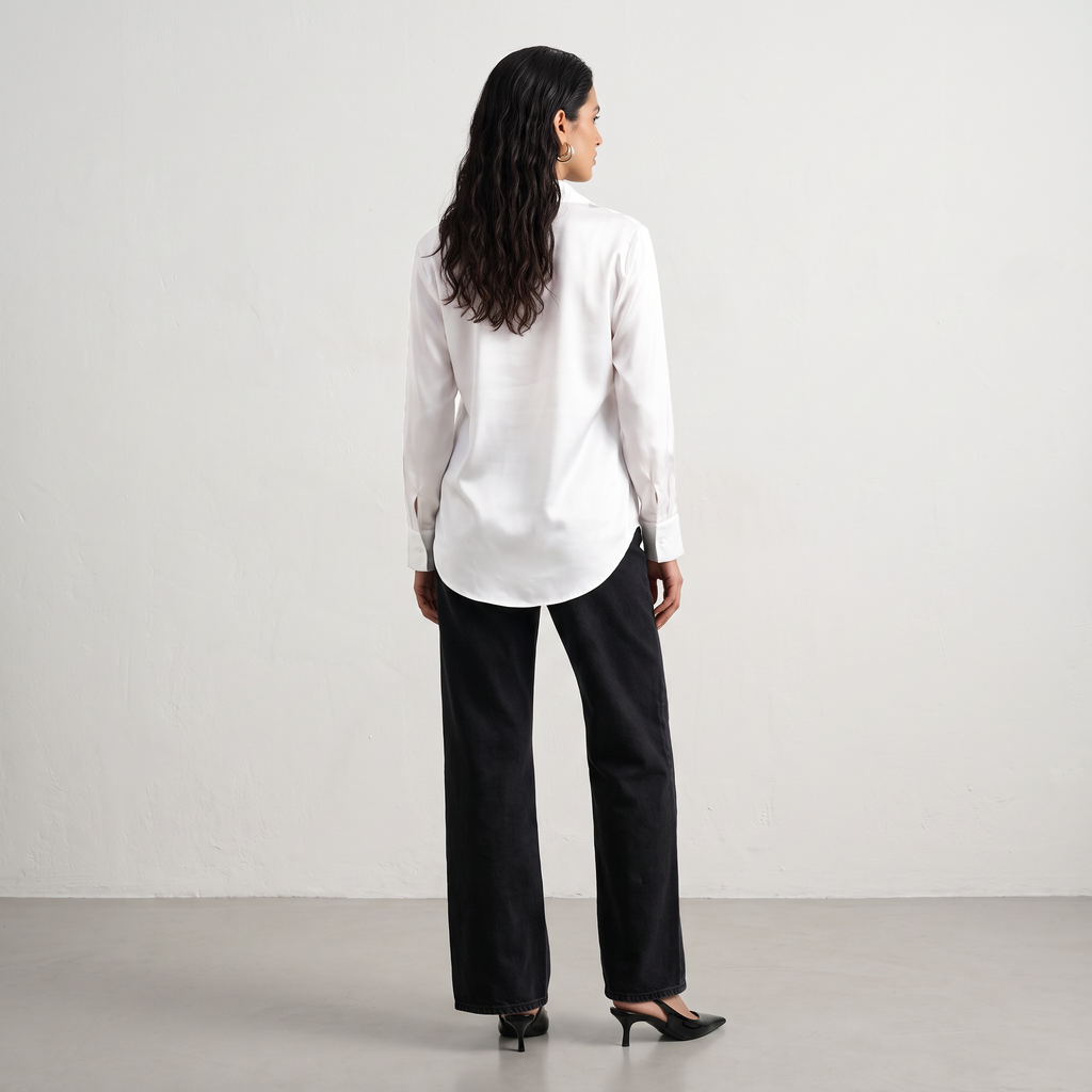 Elegant Ribbon Satin Shirt