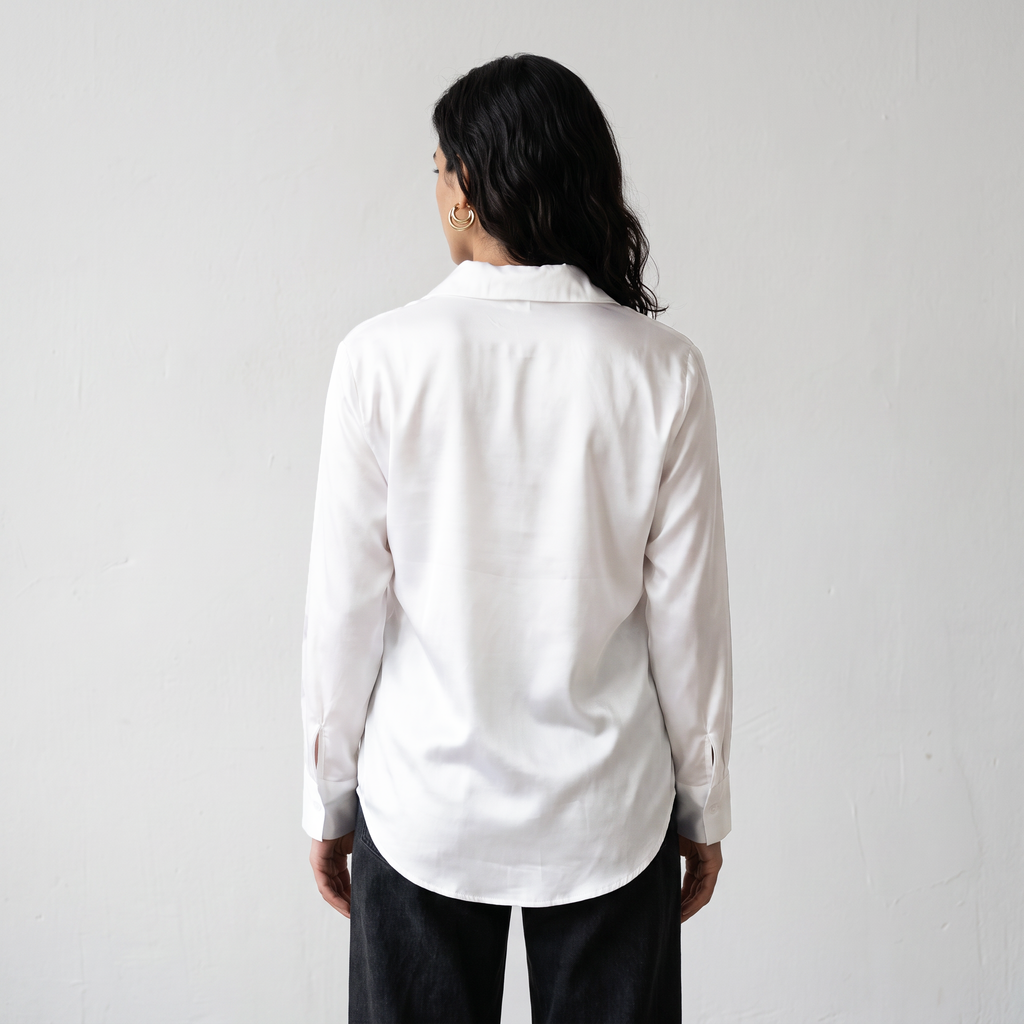 Elegant Ribbon Satin Shirt