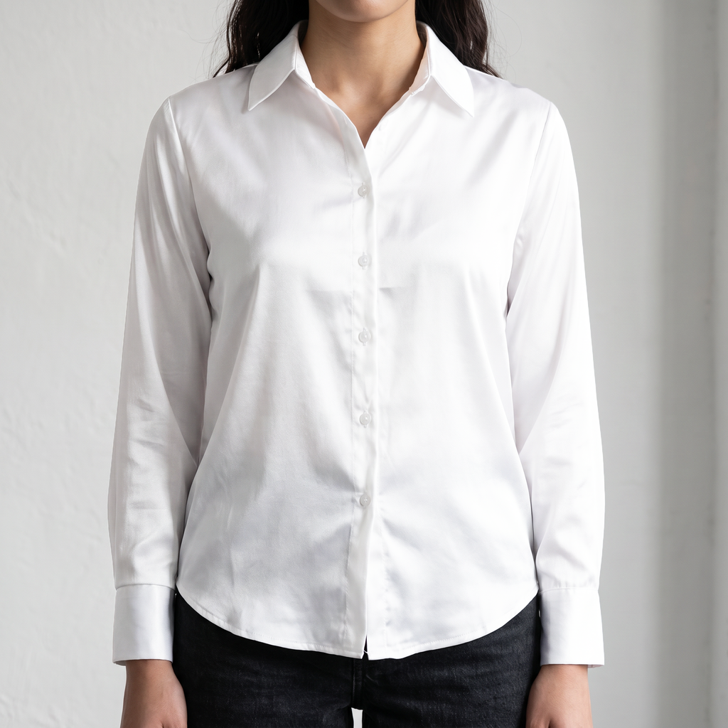 Elegant Ribbon Satin Shirt