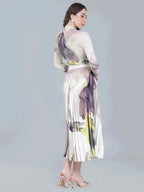 Chromatic Printed Pleated Two Piece Set