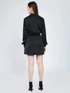 Satin Wrap Short Dress