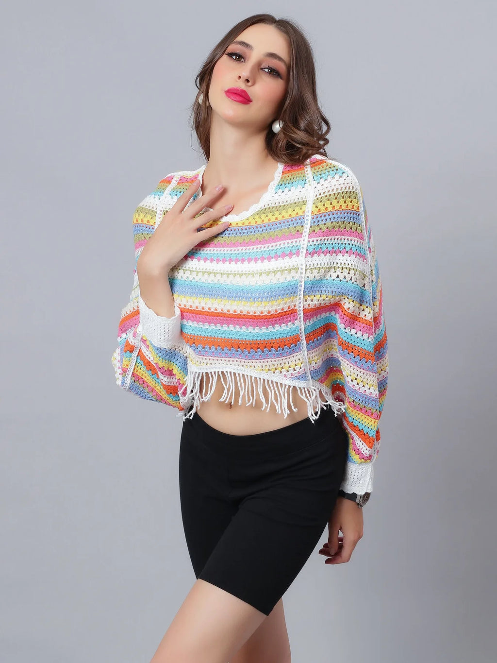 Multicolour Crochet Cape