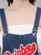 Embroidery Denim Playsuit