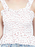 Smocking Cherry Print Top
