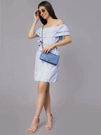Striped Off-Shoulder Short Dress