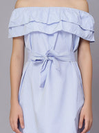 Striped Off-Shoulder Short Dress