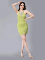 Halter Rhinestone Fringes Necklace Dress
