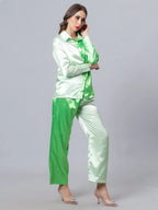 Colorblock Satin Two Piece Set