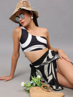 One Shoulder Bikini Set With Sarong