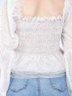 Tulle Smocking Glitter Top