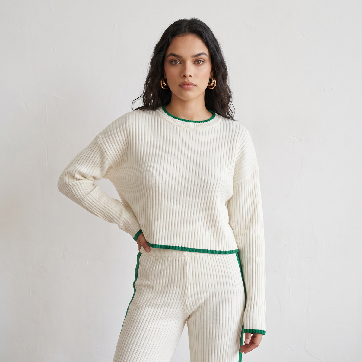 Fashionable Knitted Two Piece Set
