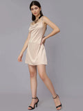 Rhinestone Strings Satin Short Slip Dress