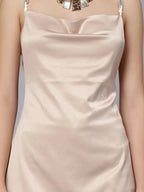 Rhinestone Strings Satin Short Slip Dress