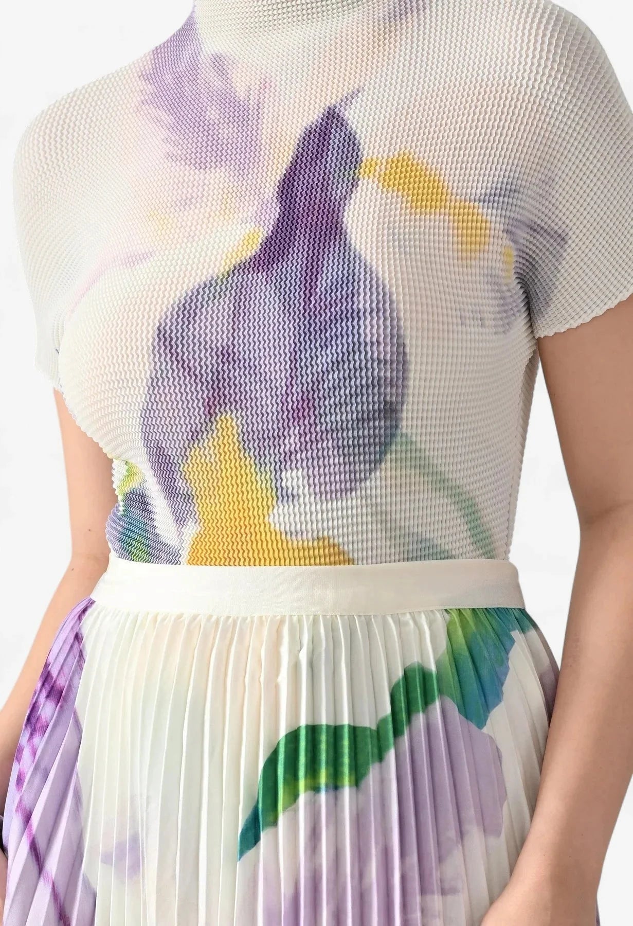 Chromatic Printed Pleated Two Piece Set