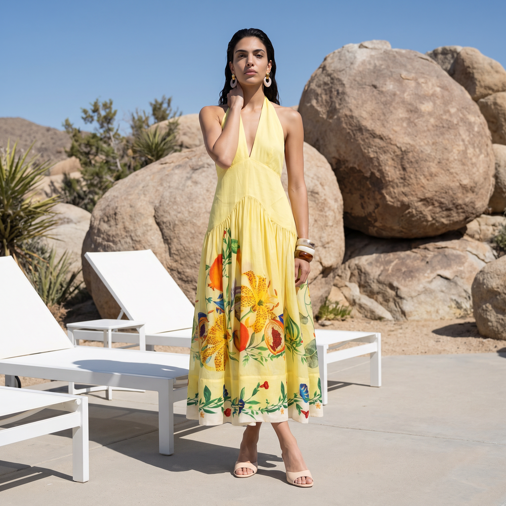 Halter Neckline Maxi Dress