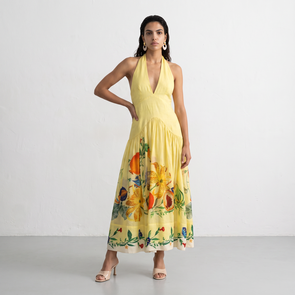 Halter Neckline Maxi Dress