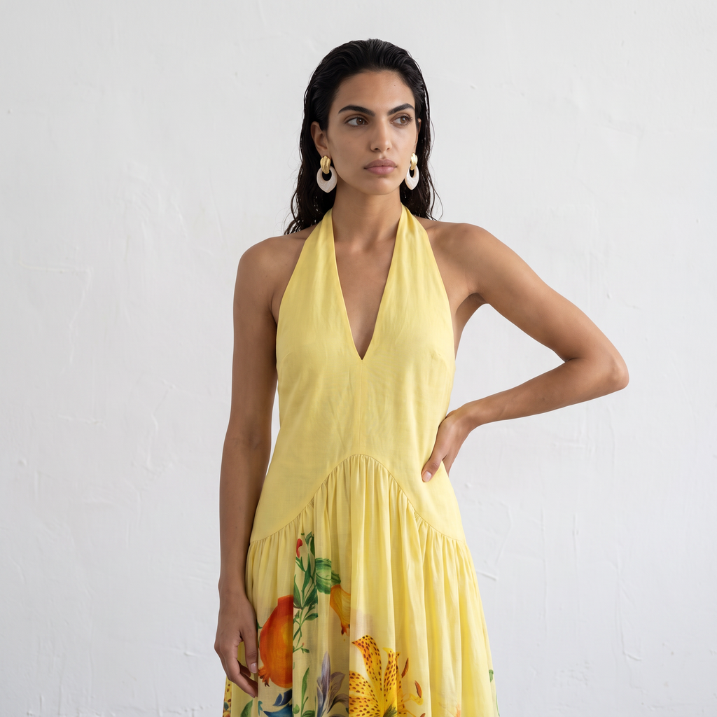 Halter Neckline Maxi Dress