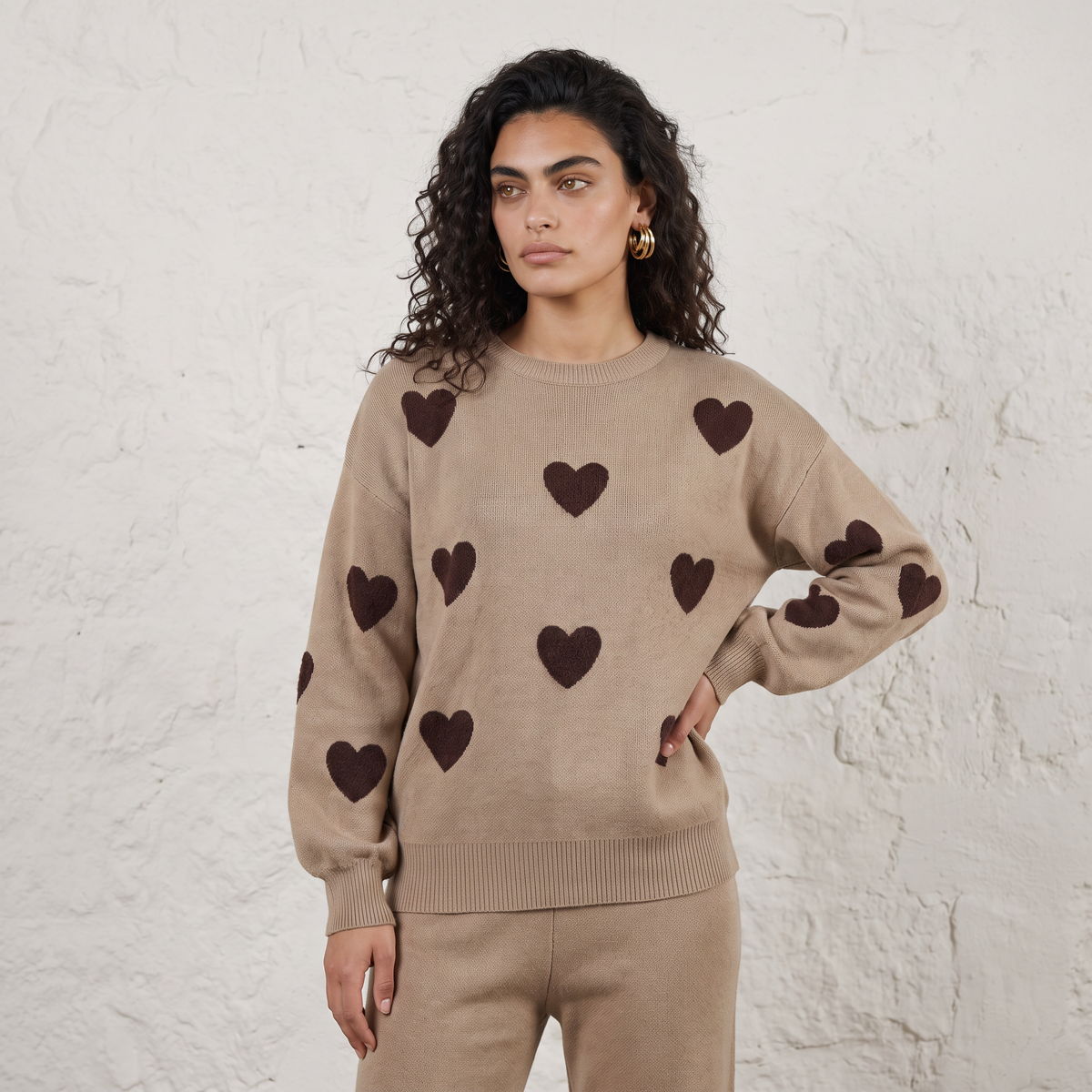 Heart Knitted Two Piece Set
