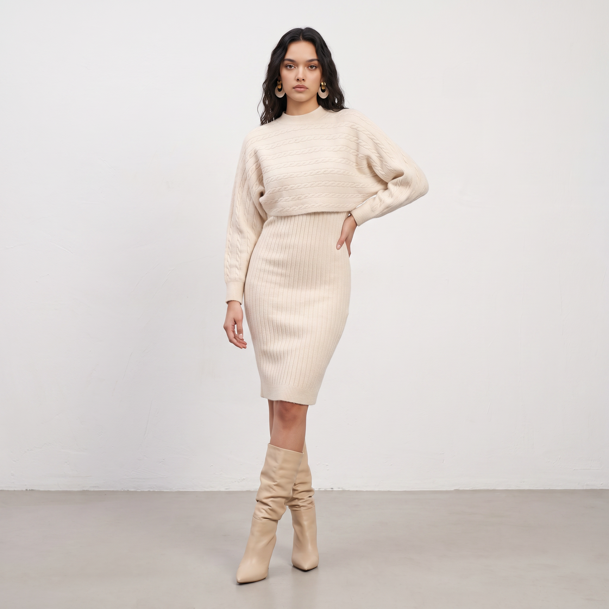 Knitted Two Piece Dress Set