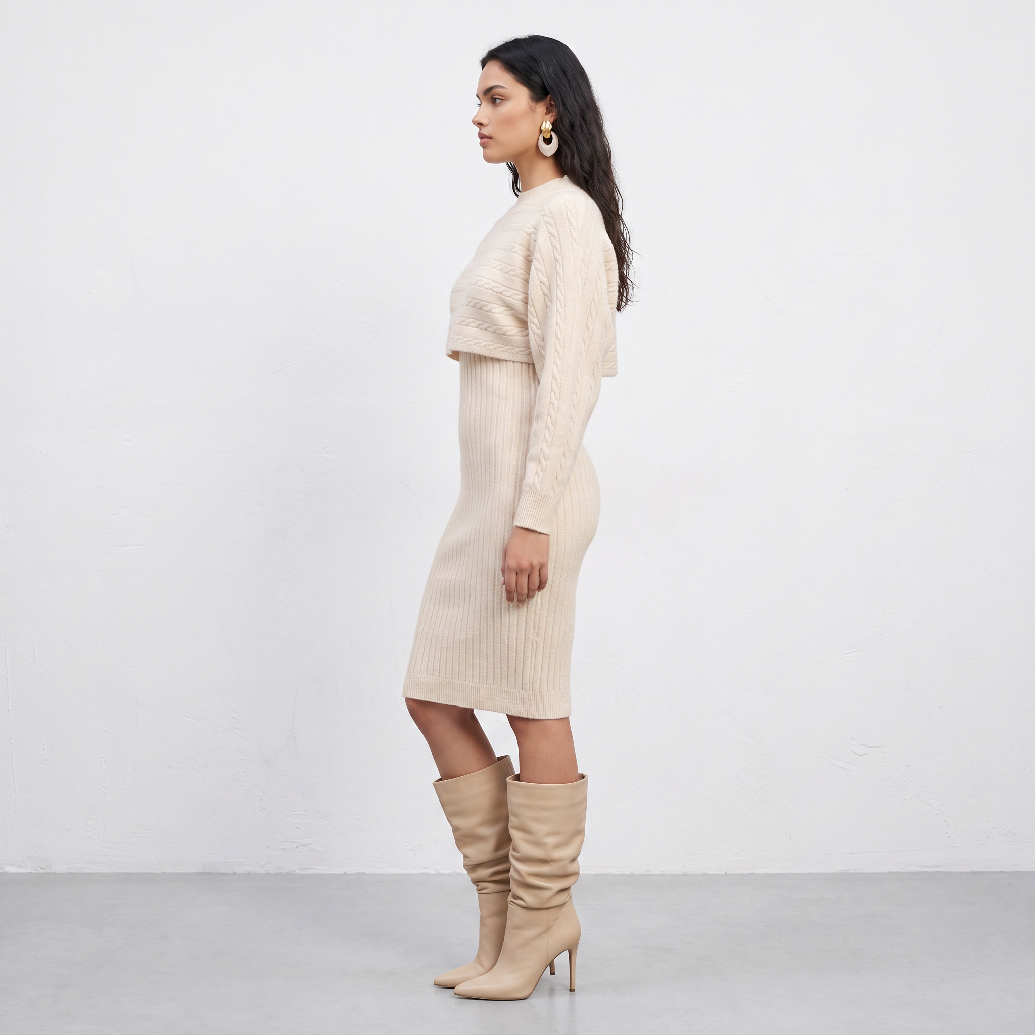 Knitted Two Piece Dress Set