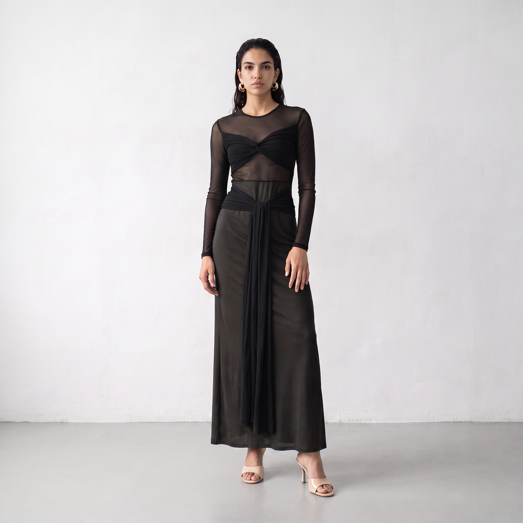 Knot-Front Tie-Waist Dress