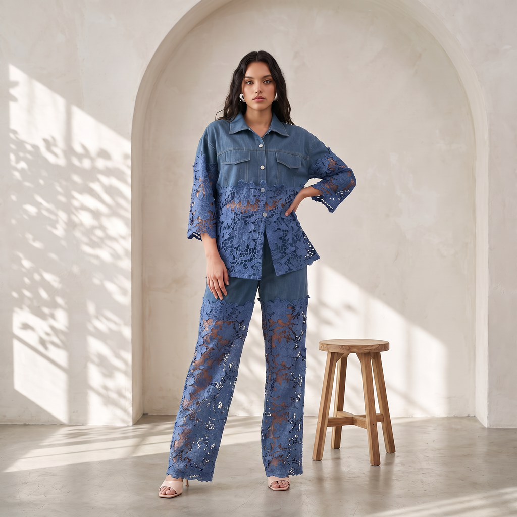 Lace Line Denim Co-ord Set