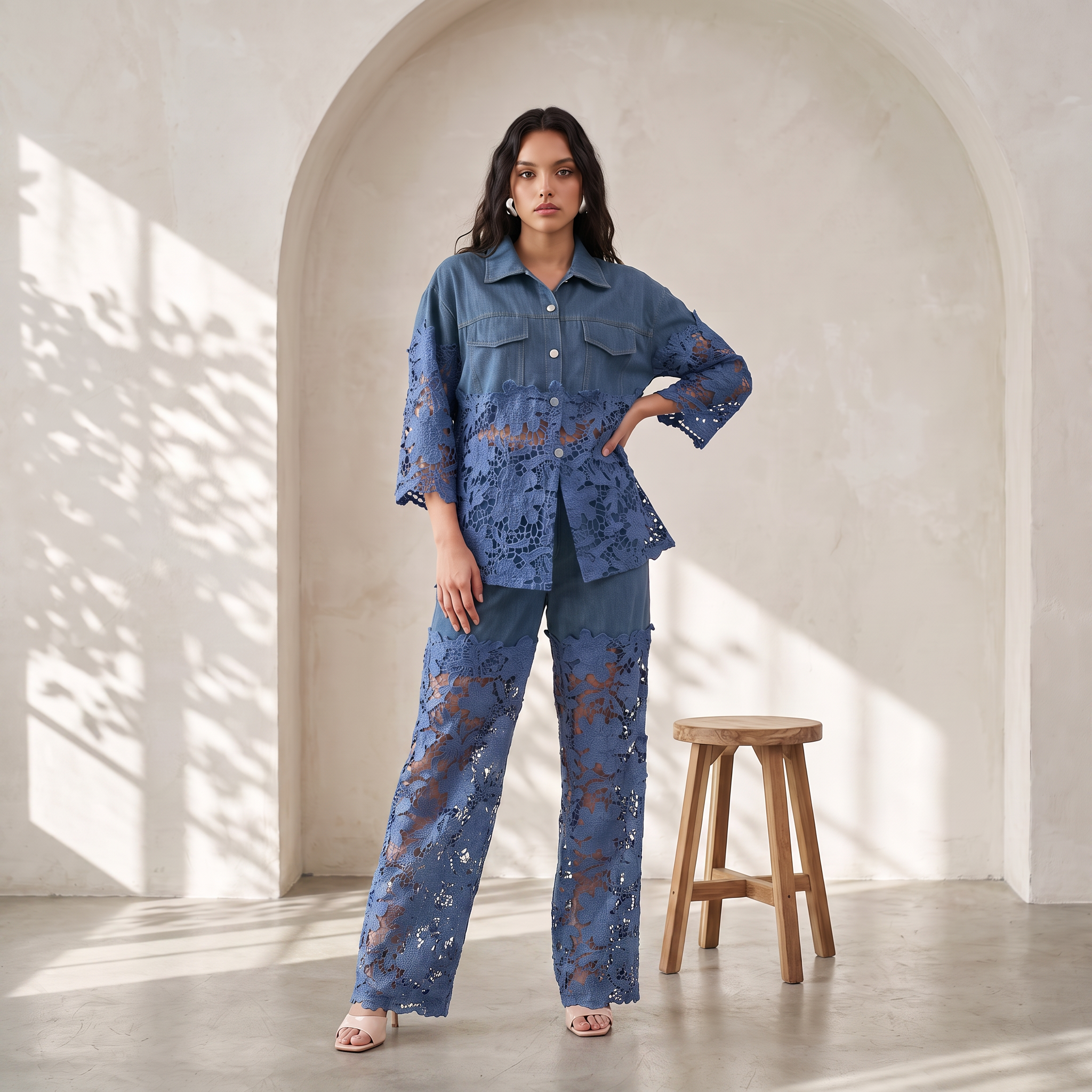 Lace Line Denim Co-ord Set