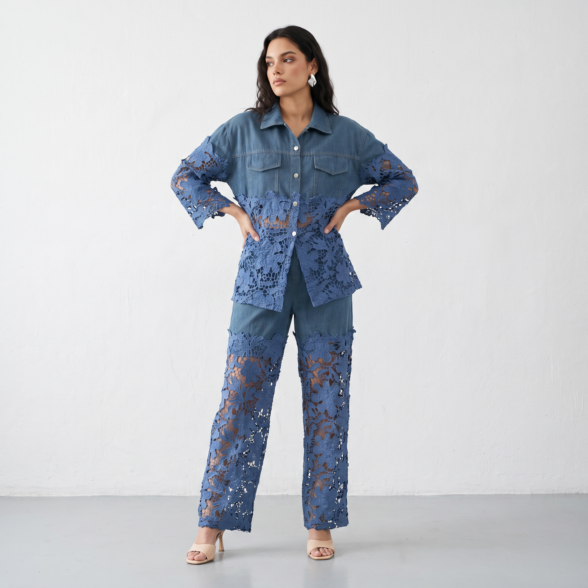 Lace Line Denim Co-ord Set