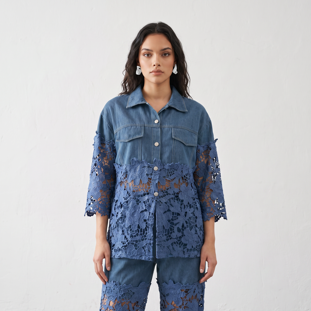 Lace Line Denim Co-ord Set