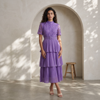 Lace Patchwork Pleated  Dress