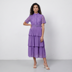Lace Patchwork Pleated  Dress