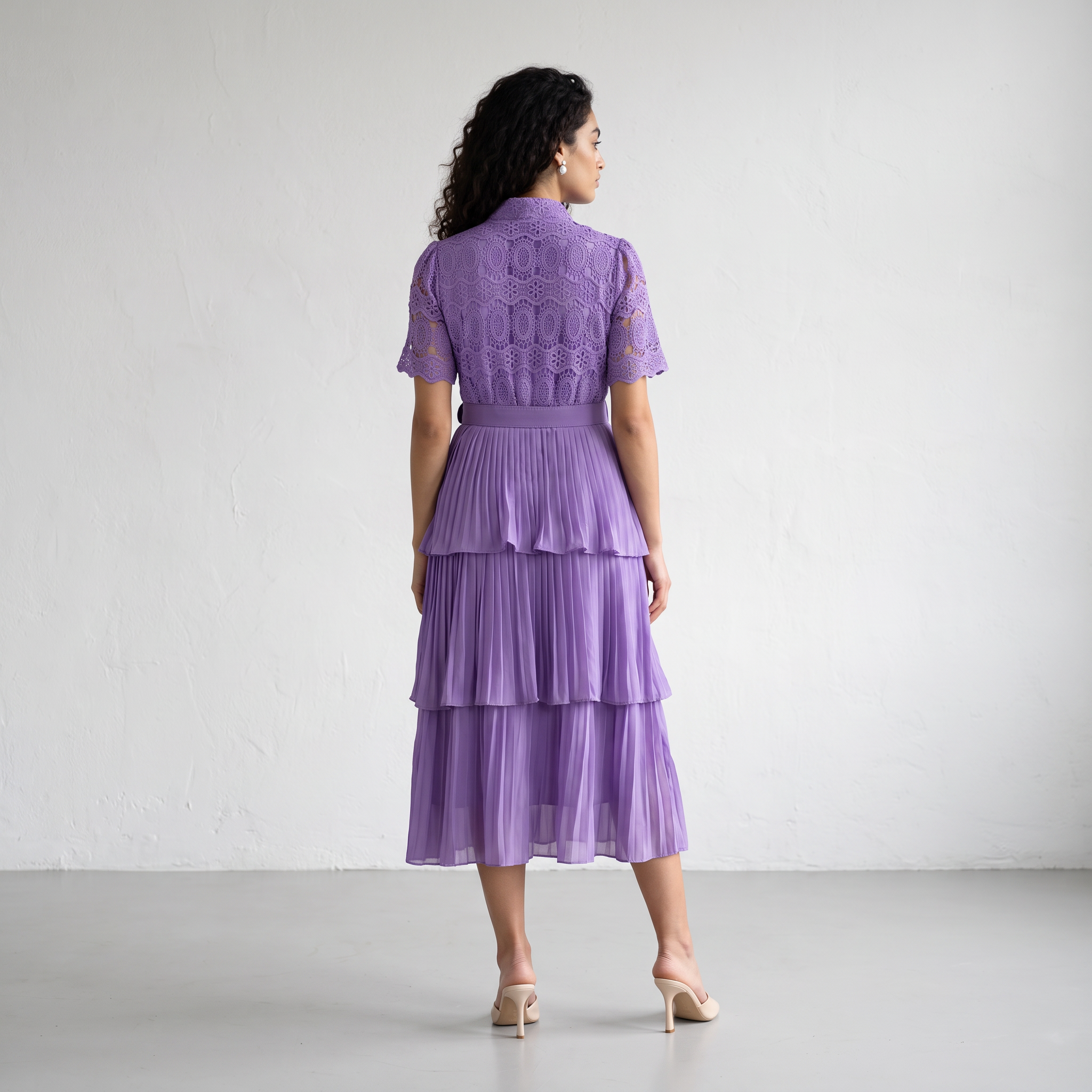 Lace Patchwork Pleated  Dress
