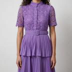 Lace Patchwork Pleated  Dress