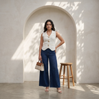 Lapel Neck Sleeveless Top