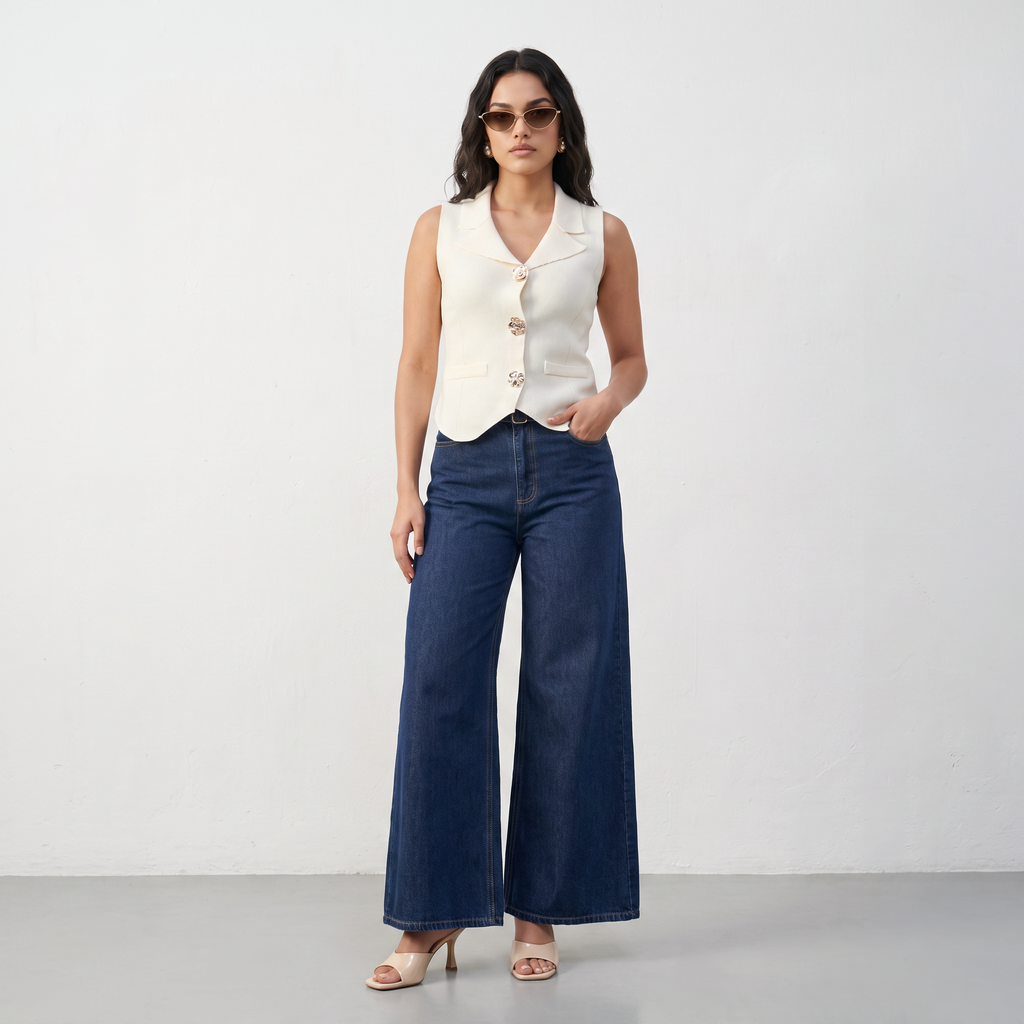 Lapel Neck Sleeveless Top
