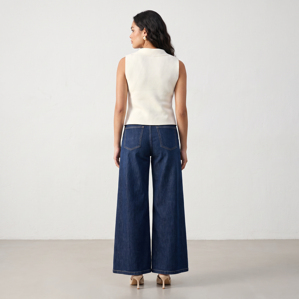 Lapel Neck Sleeveless Top