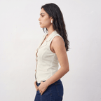 Lapel Neck Sleeveless Top