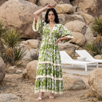 Fringe Bloom Green Maxi Dress