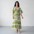 Fringe Bloom Green Maxi Dress