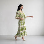 Fringe Bloom Green Maxi Dress