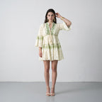 Lustre Green Leaf Short Dress